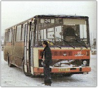 Autobus Karosa v zimě